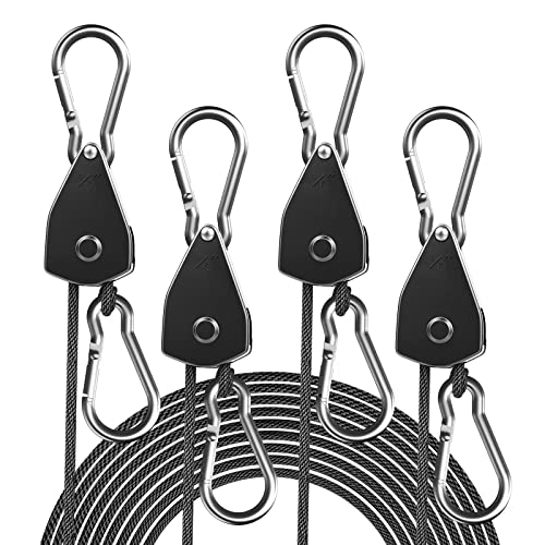 4-Pack Heavy Duty 1/8" Rope Hanger with Ratchet Tie Down Straps - STAYGROW