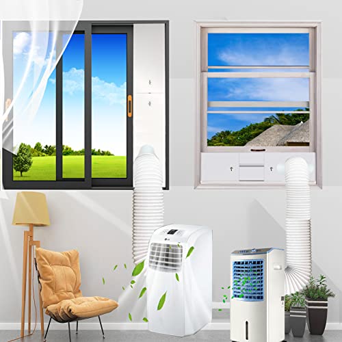 JENCEAILL Portable AC Window Vent Kit - Adjustable Exhaust Hose & Seal Plate for Sliding Windows