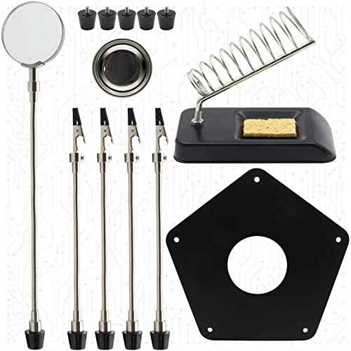 Kaisiking Helping Hand Soldering Third Hand Soldering Tool PCB Holder with Soldering Iron Stand, Metal Base Flexible Metal Arms for Soldering, Electronic Repair