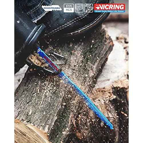 Wood Pruning Reciprocating Saw Blades 9 Inch Sawzall Blades for Trees High Carbon Steel Pruning Blade for Reciprocating Saw (5 Pack/5TPI)