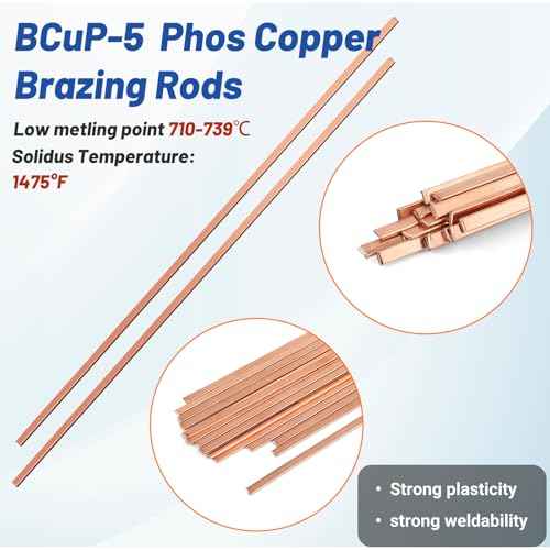 10 Sticks Brazing Rods BCuP-5 15% Silver Solder Copper Phosphor Alloys Welding Rods 0.050"x1/8"x10"Brazing Rods for AC Refrigerators Pipe Gas