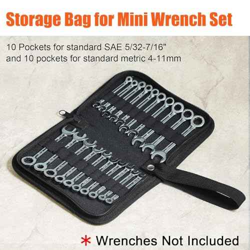 SPEEDWOX 20 Pockets Wrench Tool Storage Bag, Tool Pouch Organizer for Mini Wrenches, Metric and SAE, Portable Tool Organizer with Tote Design, Orange 1680D Oxford Fabric
