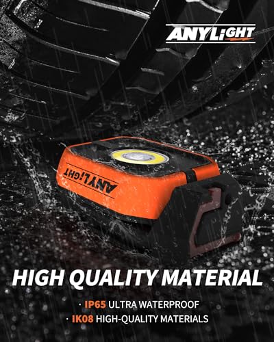 Anylight Orangey Magnetic Rechargeable Work Light with 4 Modes & 150° Rotation