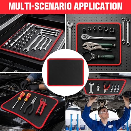 Magnetic Tool Mat 40 lbs - Flexible Magnetic Parts Holder, 12.8 x 9.8 inches, Red (1PC) by Jorvynm