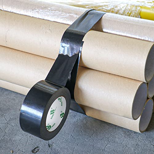 BOMEI PACK Heavy Duty Waterproof Black Duct Tape 2 In x 30 Yards, Strong & Flexible
