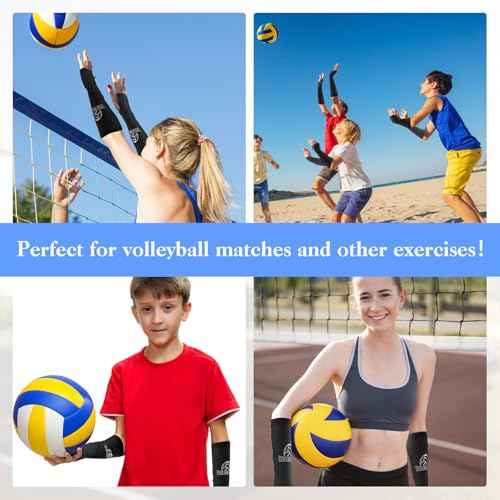 2Pairs Volleyball Arm Sleeves Passing Hitting Forearm Volleyball Sleeves with Protection Foam Pads and Thumb Hole, youth volleyball arm sleeves for men's college volleyball activities(Black