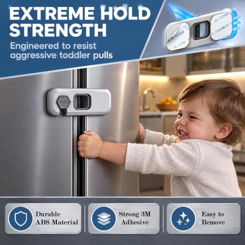 Wilbeva A-Grey 2-Pack Refrigerator & Child Safety Locks with Adhesive