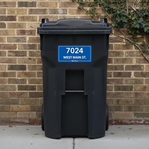 Personalized Trash Can Stickers - Custom House Number & Street Name Decals, Waterproof & Durable