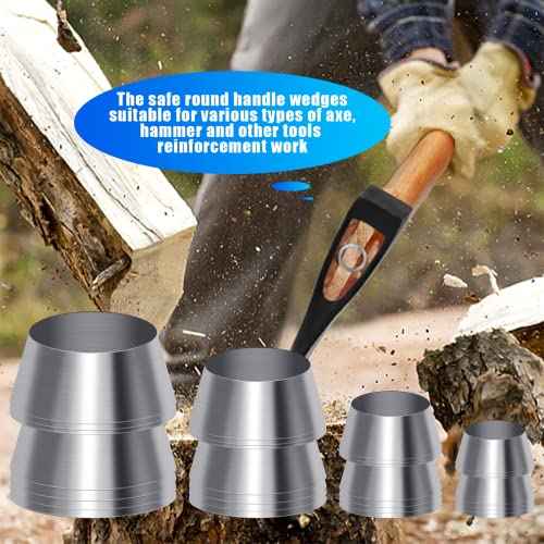20 Pcs Safety Round Handle Wedges Axe Hand Metal Wedge Hammer Handle Steel Wedge Mauls Handle Wedge Kit for Axe Claw Hammer Sledge (0.31/0.39/0.47/0.55 Inch)