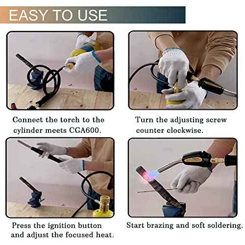 Wale&Morn Self-Lgnition Propane Soldering Torch, High Intensity Torch Head, Adjustable Propane Torch Lighter, kitchen Cooking Torch£¬Map Pro Gas and Mapp Gas Torch Kit£¬Blow Torch and Welding Torch gun