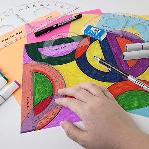 Pacific Arc 4-Inch 360° Protractor - Clear Plastic, Easy Read Graduations, Pocket Size