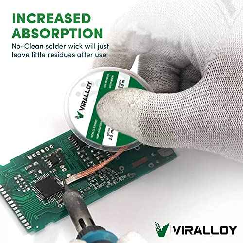 No Clean Solder Wick Braid 10ft Pure Copper Desoldering Wick Braid Remover Tool with Solder Flux Soldering Tools De Solder Sucker and Repair Electronic Components Width 0.1 inch - Pack of 1