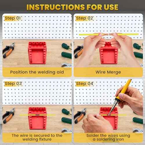 Soldering Wire Holder, High-Temperature Resistant Soldering Wire Holder, With Brass Wool Cleaner, Includes a Storage Tray and 5 Accessory Slots, Helping Hand Soldering Wire Welding Fixture, 6 Grooves