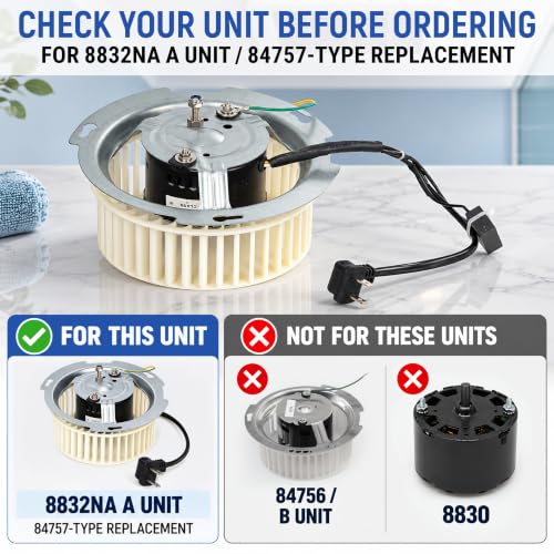 Bathroom Fan Motor Replacement 8832NA A Unit with 6.1 Inch Blower Wheel 120V