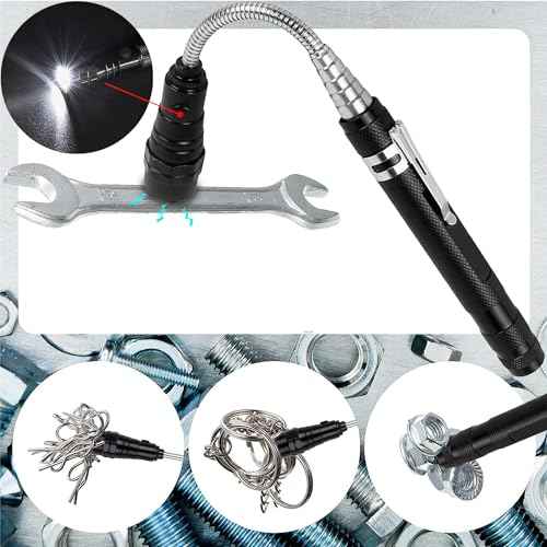 Gifts for Men, Stocking Stuffers for Men, Magnetic Pickup Tool White Elephant Gifts for Adults, Christmas Dad Gifts for Dad Him Husband Birthday, Telescoping Magnet w/LED Flashlight Cool Stuff Gadgets