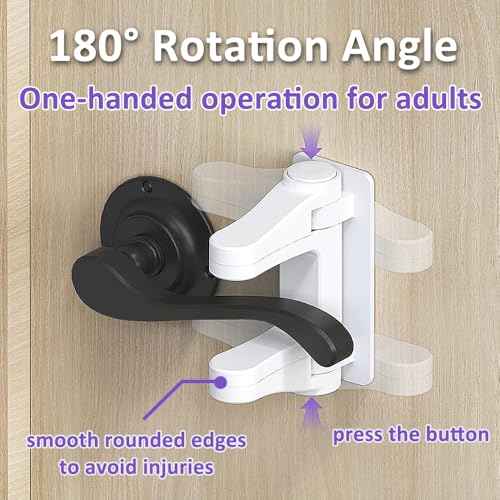 Door Lever Lock Child Proof, 2 Pack Door Handle Baby Proof No Drilling, 3M Adhesive Child Safety Cabinet Locks for Doors Simple Install and No Tools Needed, White