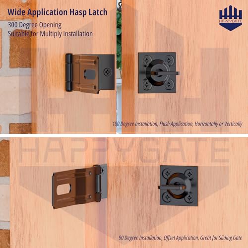 HAPPYGATE Black Swivel Staple Safety Hasp Lock with Twist Knob - 1pc