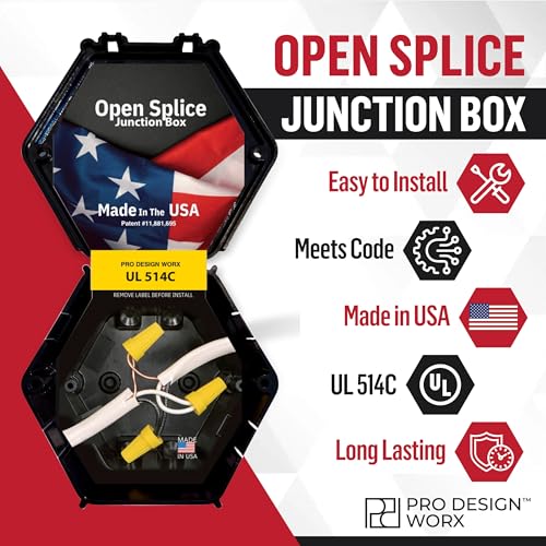 2-Pack UL 514C Polycarbonate Open Splice Junction Boxes - Durable Black Enclosures for Safe Wiring