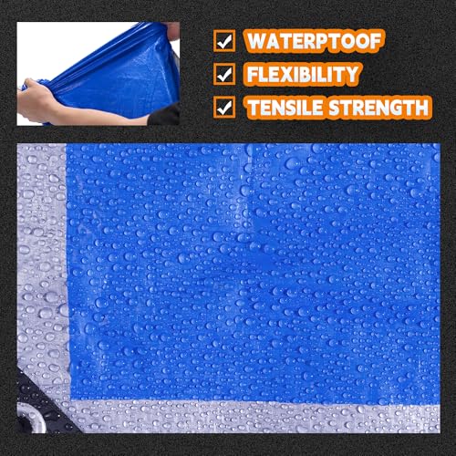 RAINDEWAY 8x10ft Blue/Silver Waterproof Poly Tarp Cover - 5.5 Mil Multipurpose