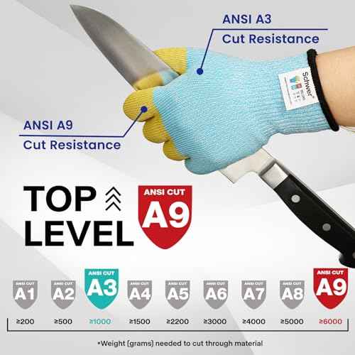 Schwer SlicePro Patented Cut Resistant Gloves AR1345 with ANSI A9 Reinforced 4 Fingers, Food Grade & Touch Screen Cutting Gloves Without Fiberglass, Suit for Kitchen Meat Cutting, L