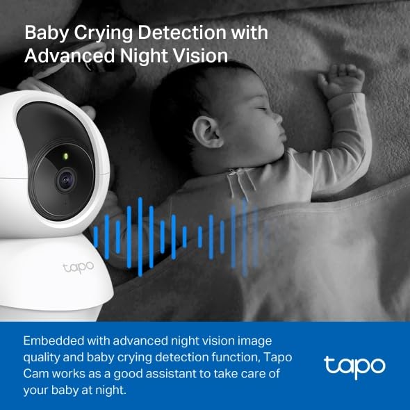 Indoor 2-Pack Tapo 2K Pan Tilt Security Cameras for Baby & Pet Monitoring, White
