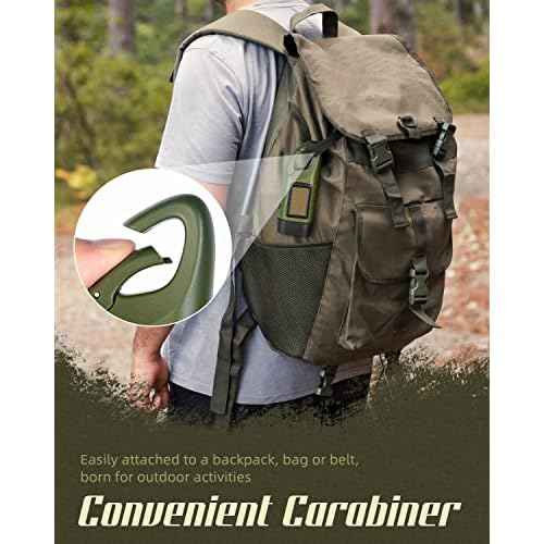 SEANCHEER Hand Crank Solar Powered Flashlights,Compact Emergency Rechargeable LED Flashlight Handheld Survival Flashlight,Quick Snap Carbiner Dynamo Flashlight for Outdoor,Sports,Hiking-Army Green