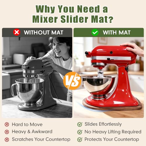 AVYREXO Mixer Slider Mat for KitchenAid 4.5-5 Qt Tilt-Head, Pine Brown