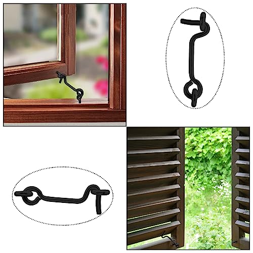 2-Inch Black Cabin Hook and Eye Latch - 5 Pack for Doors & Windows