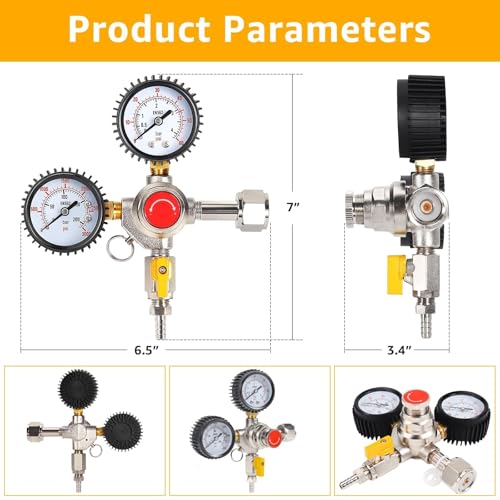 Imaictuu CO2 Regulator for Kegerator CGA-320 - Single Output with Dual Gauges