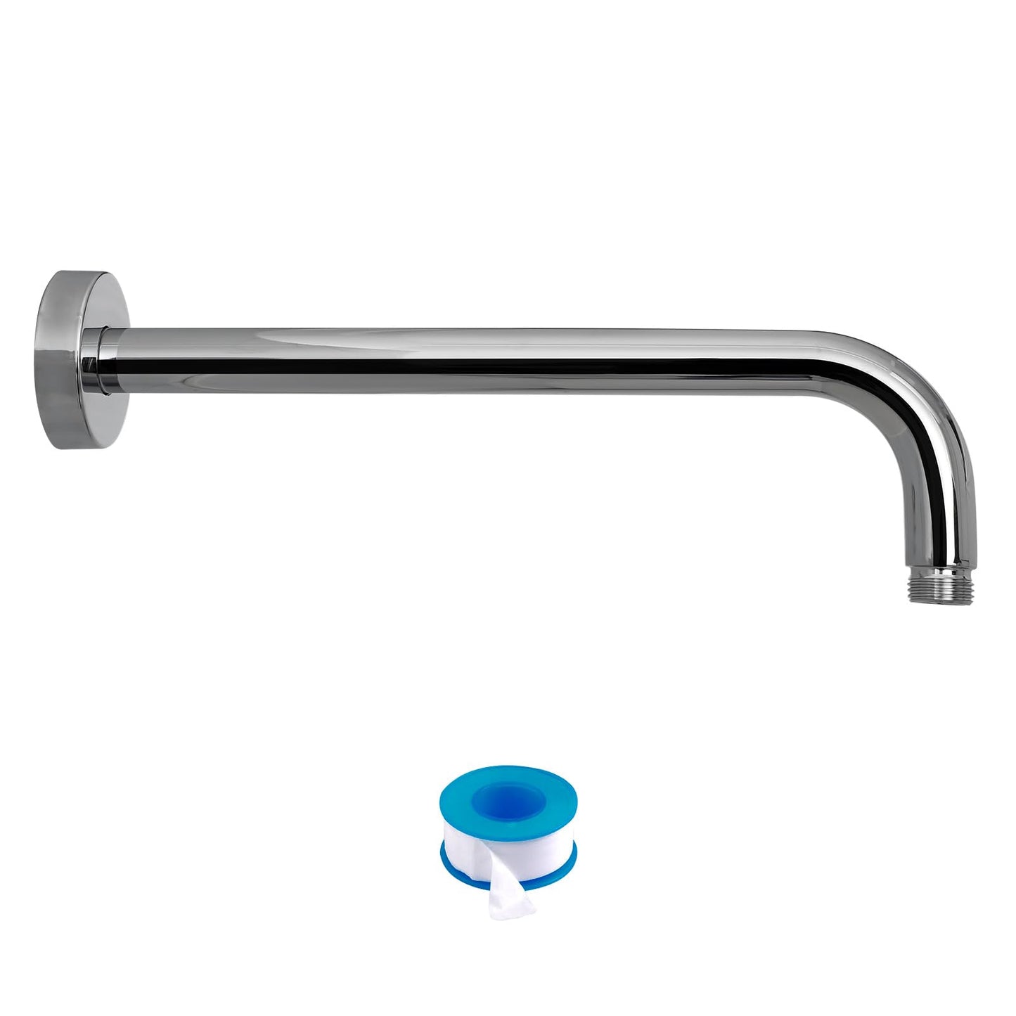 Lordear Shower Arm Chrome 16 Inch Shower Extension Arm L Shape Polished Chrome Stainless Steel Long Shower Head Extension Tube, Shower Extender Arm with Flange