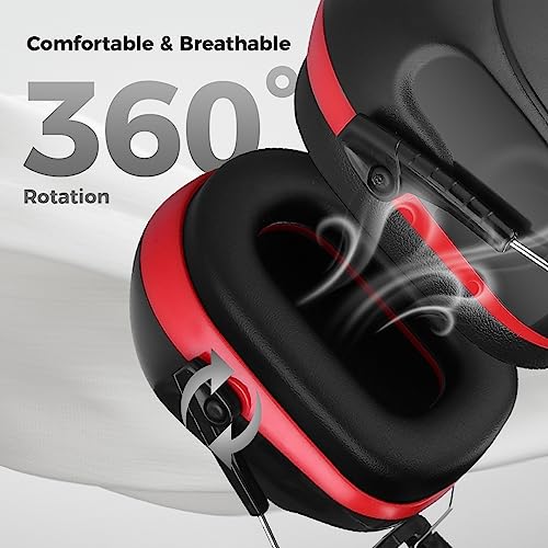 ProCase Hearing Protection Ear Muffs Red 1 - Noise Cancelling Headphones SNR 33dB