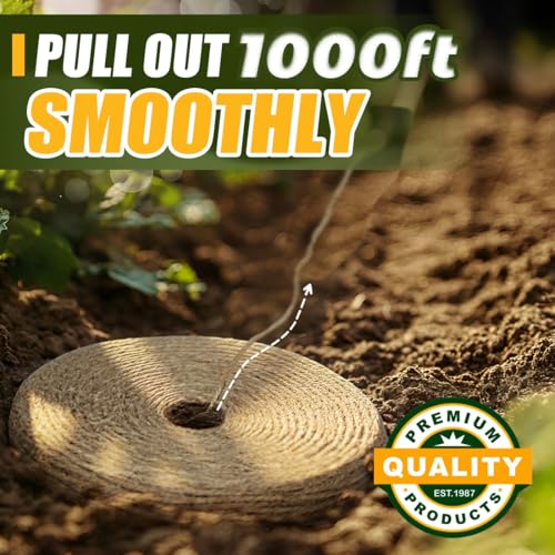 PerkDecor 1000ft Natural Jute Twine Rope Bulk Brown 2mm Craft & Garden Cord