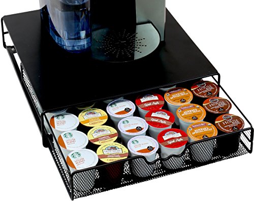 Deco Brothers 36-K-Cup Drawer Holder, Black with Metal Top – Under-Keurig Pod Storage