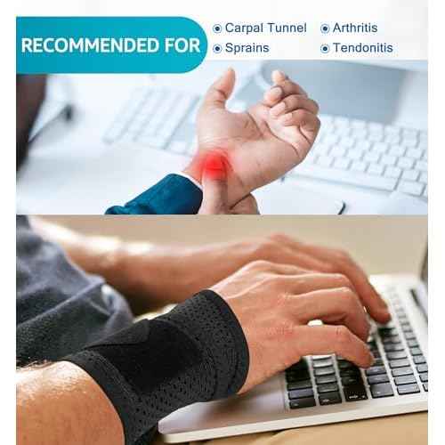 HiRui 2-Pack Ultra-Thin Mesh Wrist Wraps - Breathable, Adjustable Wrist Support for Workouts & Daily Use - Unisex Wrist Brace for Pain Relief, Tendonitis, Carpal Tunnel - One Size Fits All (Black)