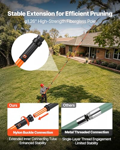 VEVOR Pro Extendable Pole Saw with Scissors - 7.3 to 27 ft Tree Pruner & Branch Trimmer