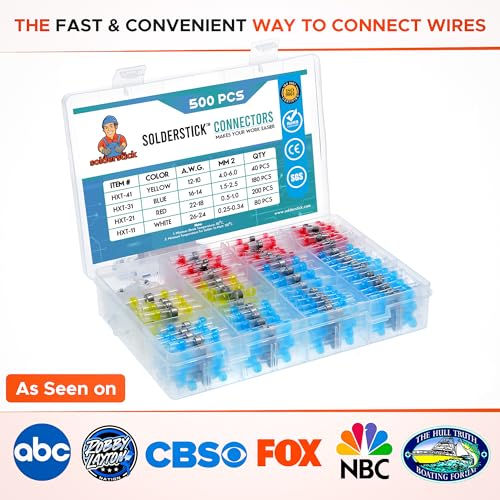 Solderstick Waterproof Wire Connectors Kit - Insulated Heat Shrink Splice Assortment for Automotive & Marine
