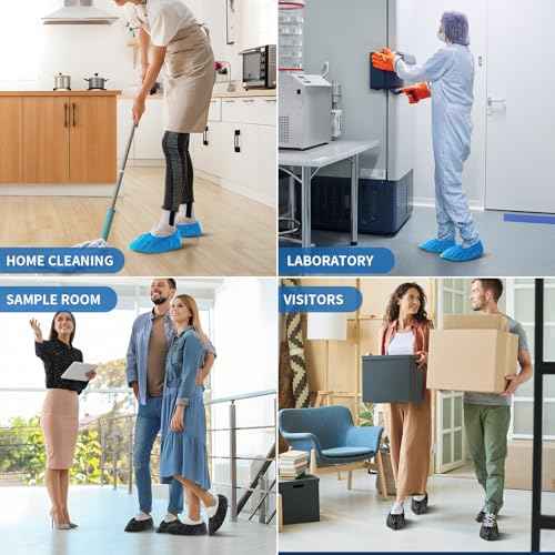 HUADYMEET Shoe Covers Disposable Non Slip For Indoors 100Pack(50 Pairs) Waterproof Shoes Protector Cover Durable Boot Booties Covers Fits up to size 11 US Men and 13 US Women,Large,Blue