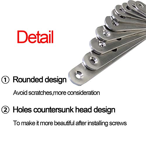 245mm Stainless Steel Flat Brackets Set with Screws - 4 Pack