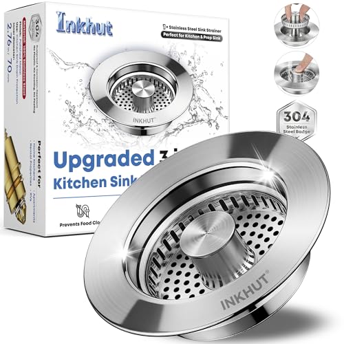 Inkhut Silver 3-in-1 Kitchen Sink Drain Strainer - 1 Pack Upgrade