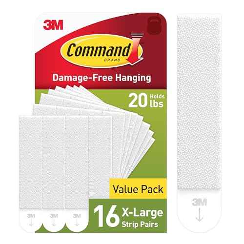 Command 20 lb XL Heavyweight Picture Hanging Strips 16 Pairs (32 Command Strips), Damage-Free Hanging Picture Hangers, Heavy Duty Wall Hanging Strips for Home Decor, White Adhesive Strips