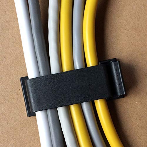SOULWIT 50Pcs Black Self-Adhesive Cable Management Clips - Easy Organizer