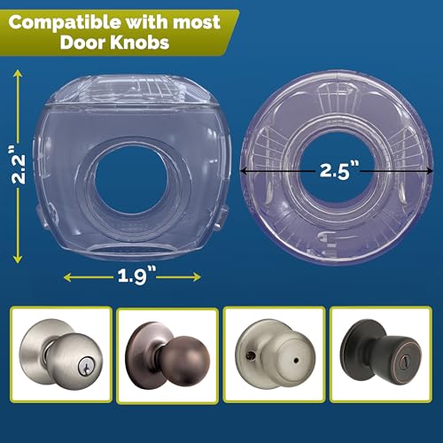 Child Safety Door Knob Cover Semi-Clear 4 Pack Babyproof Lock for Kids