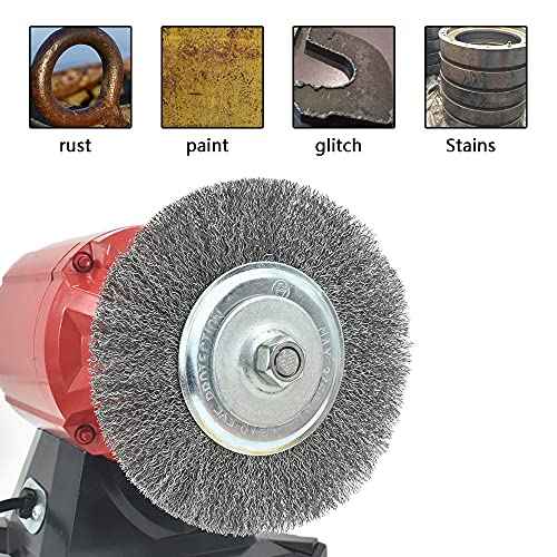 6 inch Wire Wheel for Bench Grinder,Coarse Crimped Wire 0.012-Inch with 1/2'' and 5/8'' Arbor Hole,1PC