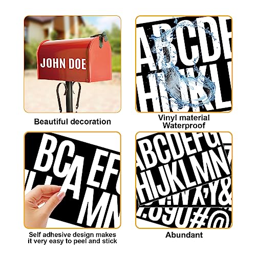 ynhay Waterproof White Vinyl Letter Stickers 3 Inch - 480 Pack for Outdoor & Indoor Use