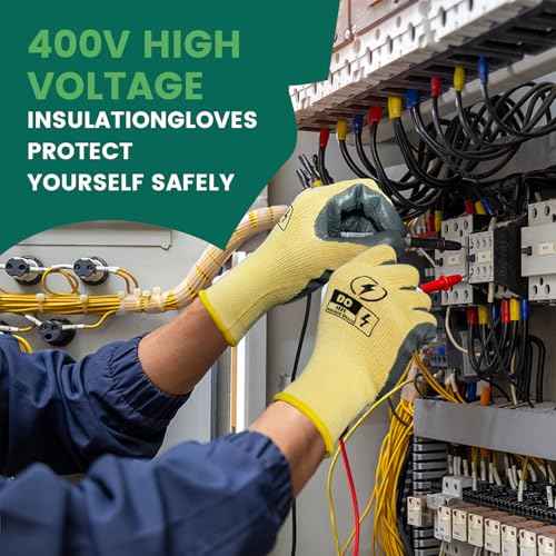 SAVECASH 2 Pair Insulated Gloves 400V High Voltage Electrician Gloves, Rubber Insulated Electrician Tools, Electrical Work Gloves for Men