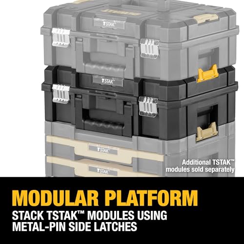 DEWALT TSTAK II Flat Top Tool Box 13-Inch, Stackable Heavy Duty Organizer (Pack of 1)