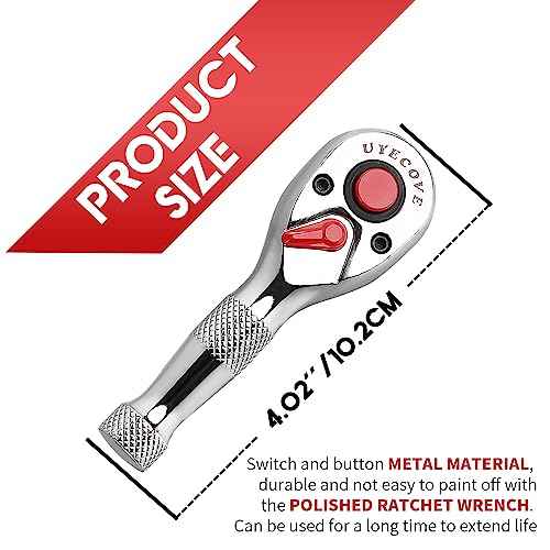 3/8 Inch Drive Ratchet Wrench - 72-Tooth, Reversible Cr-Mo Colorful Head - 4.02''/10.2cm