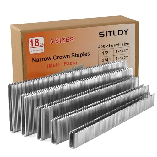 Assorted 2000 Count Galvanized Narrow Crown Staples 1/2"-1 1/2" for Stapler - Silver, 5 Sizes