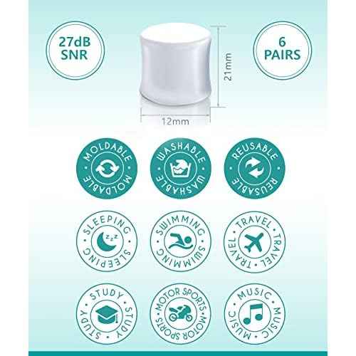 Silicone Ear Plugs for Sleeping [9 Pairs] by Medi Grade - Custom Fit Soft Silicone Ear Plugs That Block Out Snoring 27dB ? Noise Reduction Reusable Earbuds - Bonus Travel Cases, Ear Towel, Hair Ties