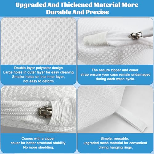 Eiito Hat Washer Cage & Mesh Bag Set - 2 White Mesh Bags for Baseball Caps & More